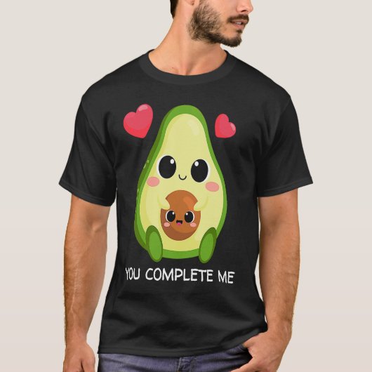 バレンタインのアボカドカップル "あなたで完璧" Tシャツ (正面)