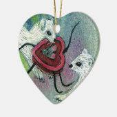 バレンタインのイタチのオーナメント セラミックオーナメント (左)