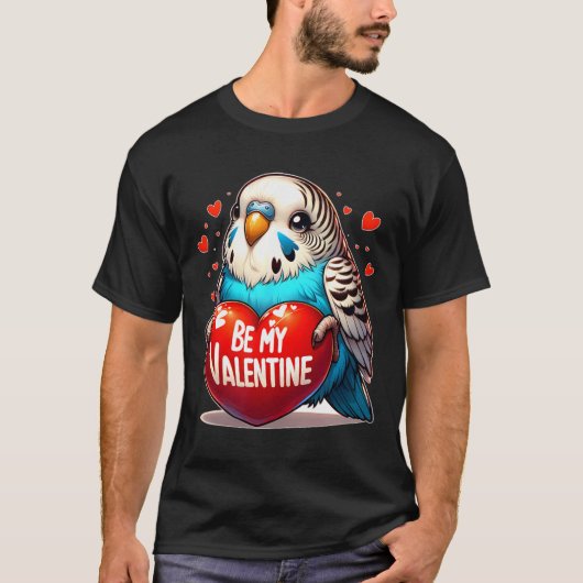バレンタインのインコのハート Tシャツ (正面)