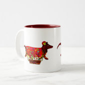 バレンタインのウィーナー犬 ツートーンマグカップ (正面左)