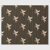 バレンタインのエンジェルオンブラックグリッターストライプ_large ラッピングペーパー (フラット)