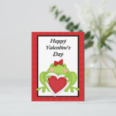 バレンタインのカエルの休日のグリーティングハガキ シーズンポストカード (スタンド正面)