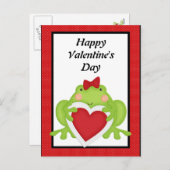 バレンタインのカエルの休日のグリーティングハガキ シーズンポストカード (正面/裏面)