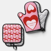 バレンタインのカスタマイズ 鍋つかみ&鍋敷きセット (正面/裏面)