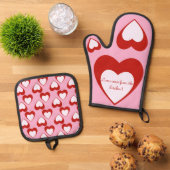 バレンタインのカスタマイズ 鍋つかみ&鍋敷きセット (トップダウン)