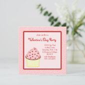 バレンタインのカップケーキのパーティーの招待 招待状 (スタンド正面)