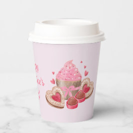 バレンタインのカップケーキ，クッキー，おやつ 紙コップ