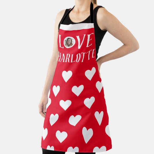バレンタインのカップルカスタムハートパーソナライズされた写真 エプロン (インサイチュ)