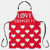 バレンタインのカップルカスタムハートパーソナライズされた写真 エプロン (正面)