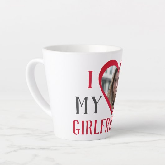 バレンタインのカップルカスタムハートパーソナライズされた写真 カフェラテマグ (左アングル)