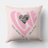 バレンタインのカップルカスタムハートパーソナライズされた写真 クッション (裏面)