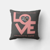 バレンタインのカップルカスタムハートパーソナライズされた写真 クッション (裏面)