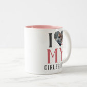 バレンタインのカップルカスタムハートパーソナライズされた写真 ツートーンマグカップ (正面右)