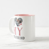 バレンタインのカップルカスタムハートパーソナライズされた写真 ツートーンマグカップ (正面左)