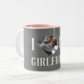 バレンタインのカップルカスタムハートパーソナライズされた写真 ツートーンマグカップ (正面左)