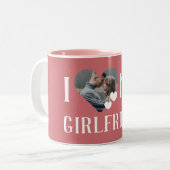 バレンタインのカップルカスタムハートパーソナライズされた写真 ツートーンマグカップ (正面左)