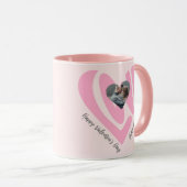 バレンタインのカップルカスタムハートパーソナライズされた写真 マグカップ (正面右)