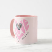 バレンタインのカップルカスタムハートパーソナライズされた写真 マグカップ (正面左)