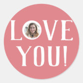 バレンタインのカップルカスタムハートパーソナライズされた写真 ラウンドシール (正面)