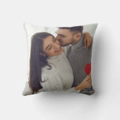 バレンタインのカップル写真コラージュ赤とピンク クッション (裏面)