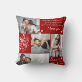 バレンタインのカップル写真コラージュ赤とピンク クッション (正面)