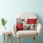バレンタインのカップル写真コラージュ赤とピンク ランバークッション (椅子)