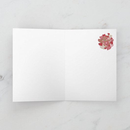 バレンタインのカード、ハート、バラフェイク、パッチワーク シーズンカード (内部)