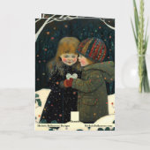 バレンタインのカード　冬の夜　少年と少女 カード (裏面)