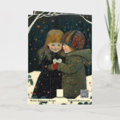 バレンタインのカード　冬の夜　少年と少女 カード (裏面)