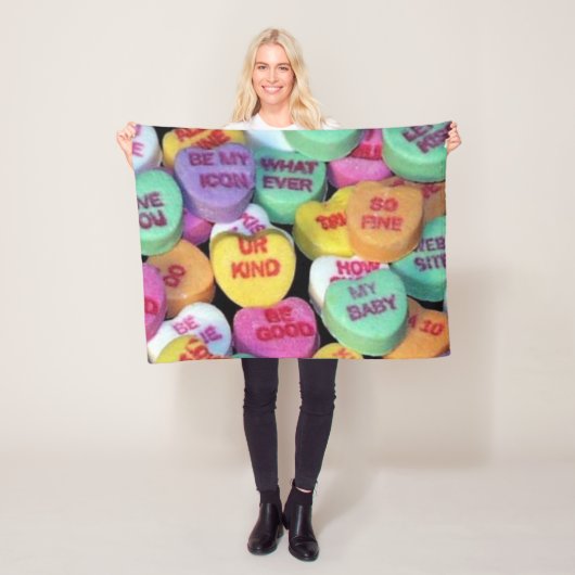 バレンタインのキャンデーのハート フリースブランケット (インサイチュ)