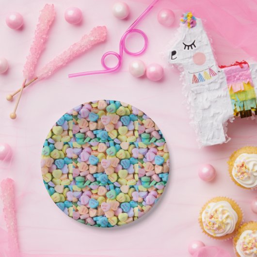 バレンタインのキャンデーの会話のハート ペーパープレート (パーティー)