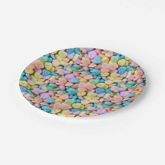 バレンタインのキャンデーの会話のハート ペーパープレート (アングル)