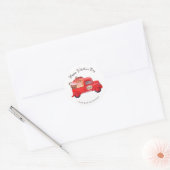 バレンタインのキューピッドのデリバリーレッドトラック ラウンドシール (封筒)