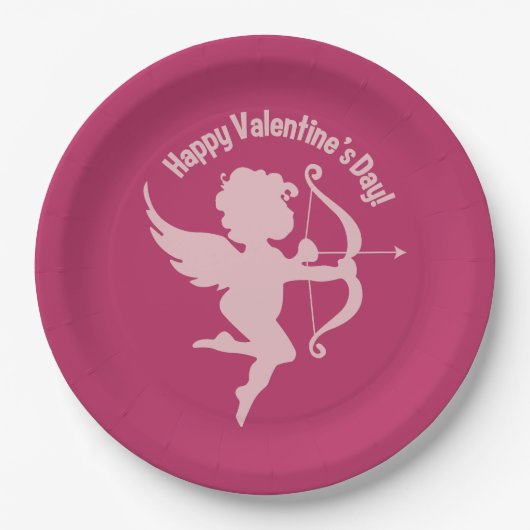 バレンタインのキューピッドの紙皿 ペーパープレート (正面)