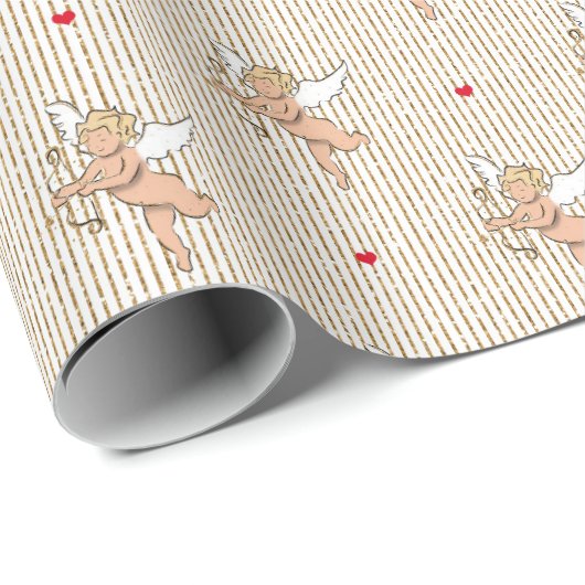 バレンタインのキューピッドエンジェル白と金ゴールド_tiny ラッピングペーパー (ロールコーナー)