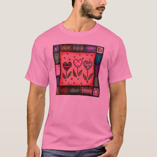 バレンタインのキルトのTシャツ Tシャツ (正面)