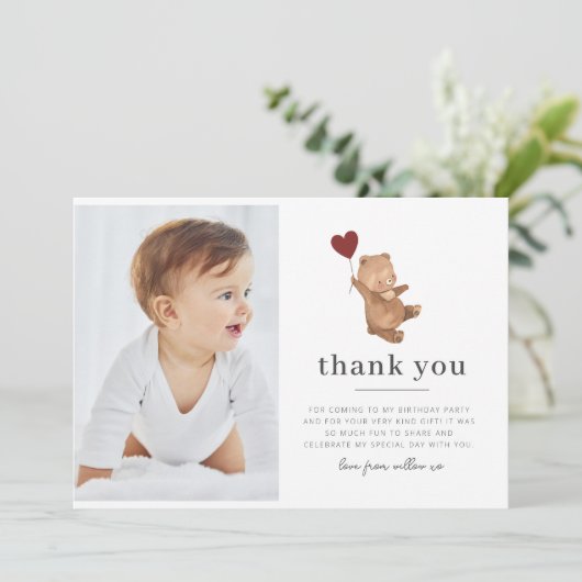 バレンタインのクマの写真感謝カード 招待状 (スタンド正面)