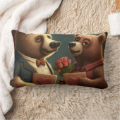 バレンタインのクマの漫画の枕 ランバークッション (ブランケット)