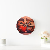 バレンタインのクマの漫画カスタム ラウンド壁時計 (ホーム)