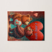 バレンタインのクマの漫画ジグソーパズル ジグソーパズル (横)