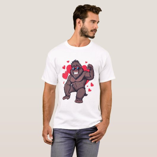 バレンタインのクールゴリラ Tシャツ (正面フル)