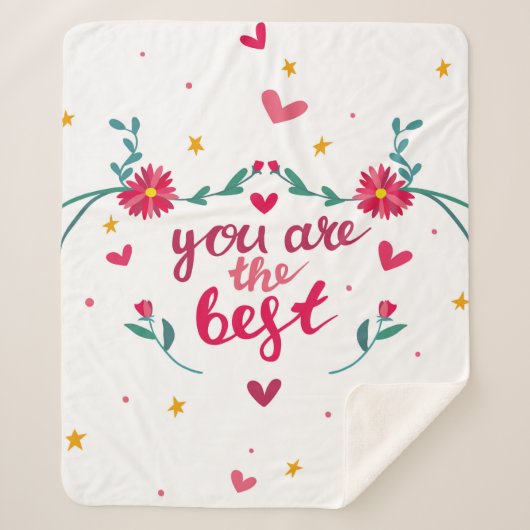 バレンタインのグリーティングカードとハート、花 シェルパブランケット (正面)