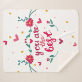 バレンタインのグリーティングカードとハート、花 シェルパブランケット (正面(横))