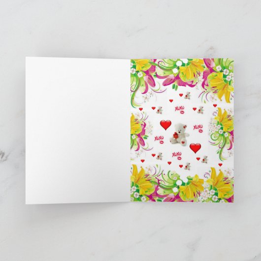 バレンタインのグリーティングカードテディベア シーズンカード (内部)