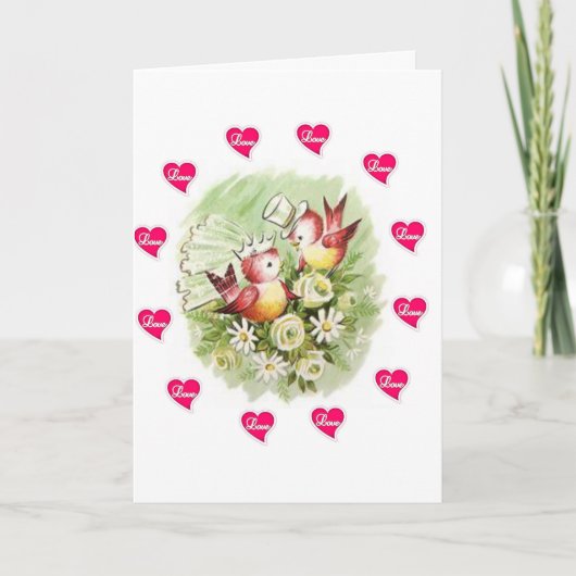 バレンタインのグリーティングカードバードヴィンテージ シーズンカード (正面)