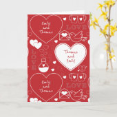 バレンタインのグリーティングカード – 赤の上に白 カード (黄色い花)