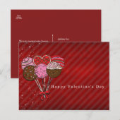 バレンタインのケーキポップのお知らせパーティー ポストカード (正面/裏面)