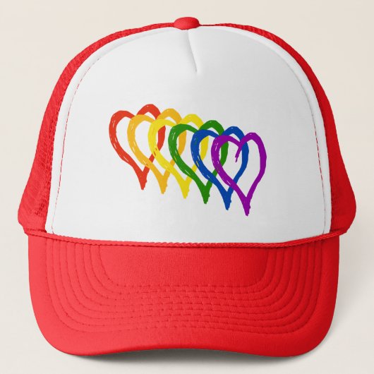 バレンタインのゲイプライドの虹によって層にされるハート キャップ (正面)