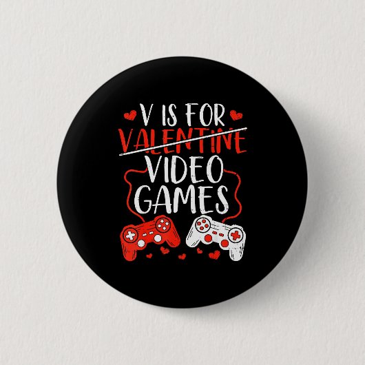 バレンタインのゲーマー向けのビデオゲームデザイン 缶バッジ (正面)