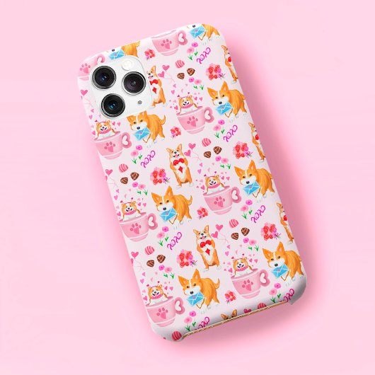 バレンタインのコーギー・デーパターン Case-Mate iPhoneケース